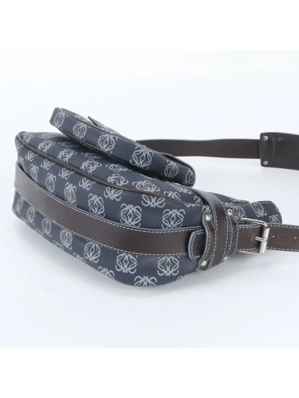 Loewe Anagram Leather Shoulder Bag Tote Hand Navy